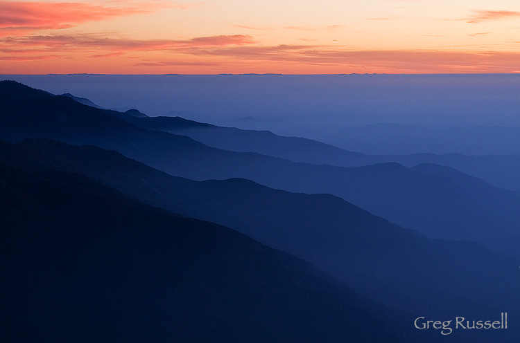 sunset scene from moro rock in Sequoia national park california