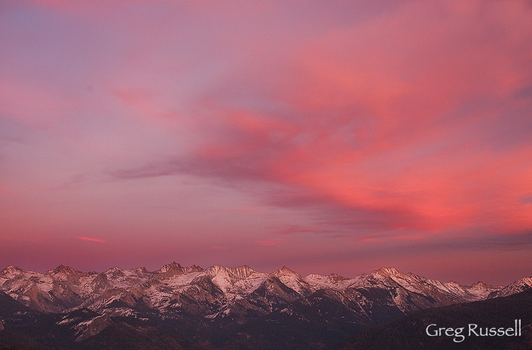 sunset in the high sierra, sequoia national park california