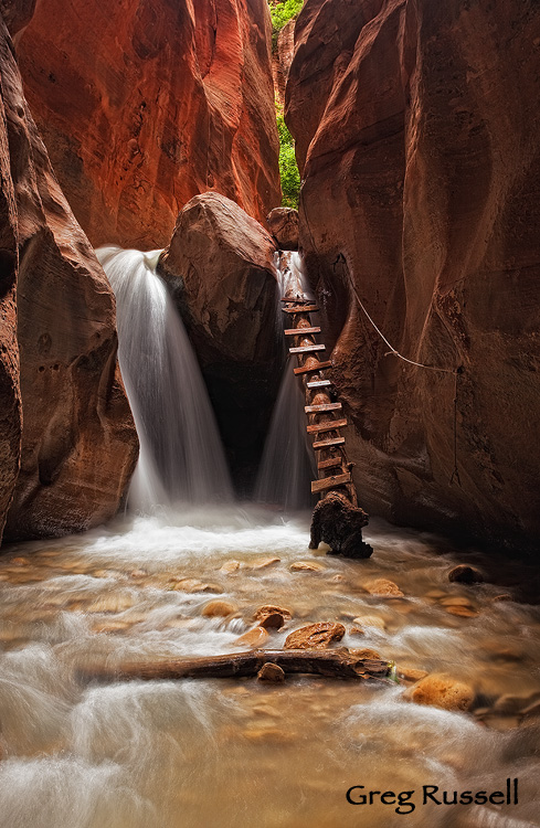 ladder in kanarra creek narrows, near kanarraville, utah