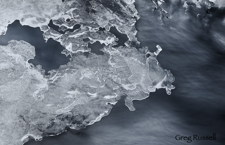 abstract image of ice on a stream in central wyoming