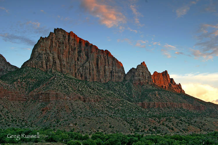 zion, zion national park, national park, utah, watchman, sunset photo, zion sunset